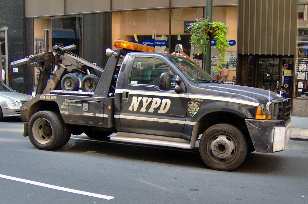 This image is a police tow truck