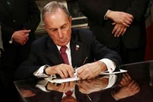 Mayor Bloomberg signing parking sign bill