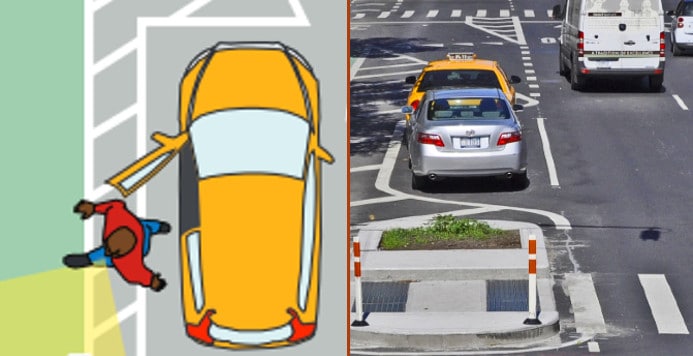 These two images show "Floaing" bike lanes